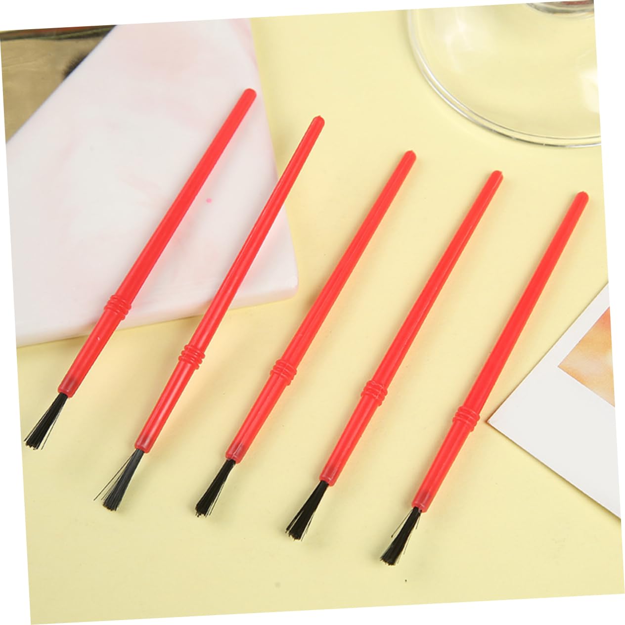 OSALADI 5 Sätze Kinderbürsten Pinsel Kunst Wohnung Zeichnung Miniatur Aquarellbürste Malutensilien Kleine Bürste Kleine Bastelfarben Nylon Rot 100 Stück * 5