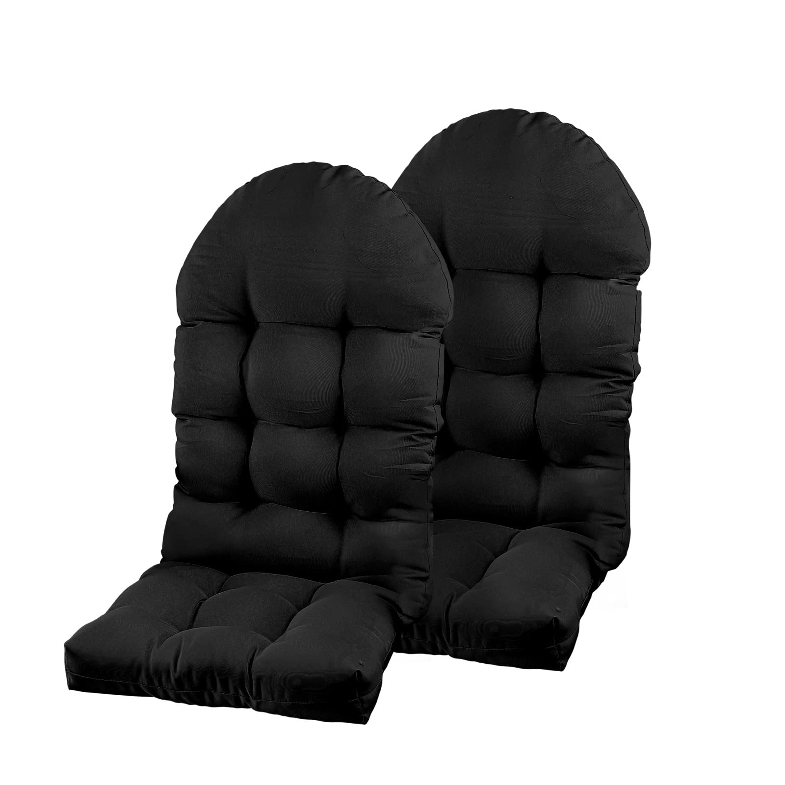 PNP HWJIAJU Set of 2 Patio Chair Cushion for Adirondack, High Back Rocking Chair Cushion 44x19x4 inch, Outdoor Seat Back Chair Cushion Sunscreen and Fade-Resistant (Black, 2)