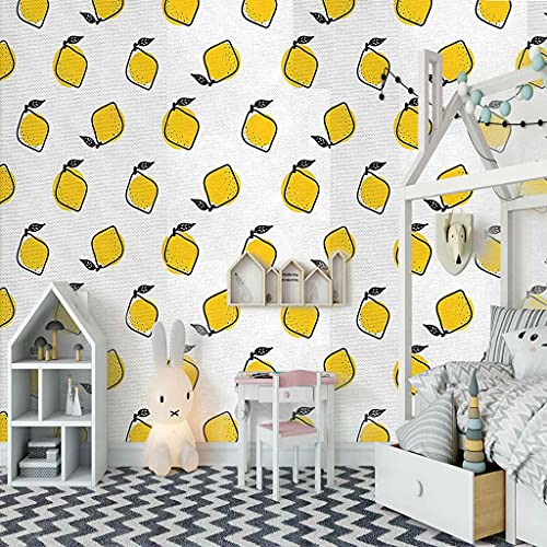 Papier Peint Canevas 3D Fruit Jaune Abstrait pour Masquer Mur Abîmé - 3