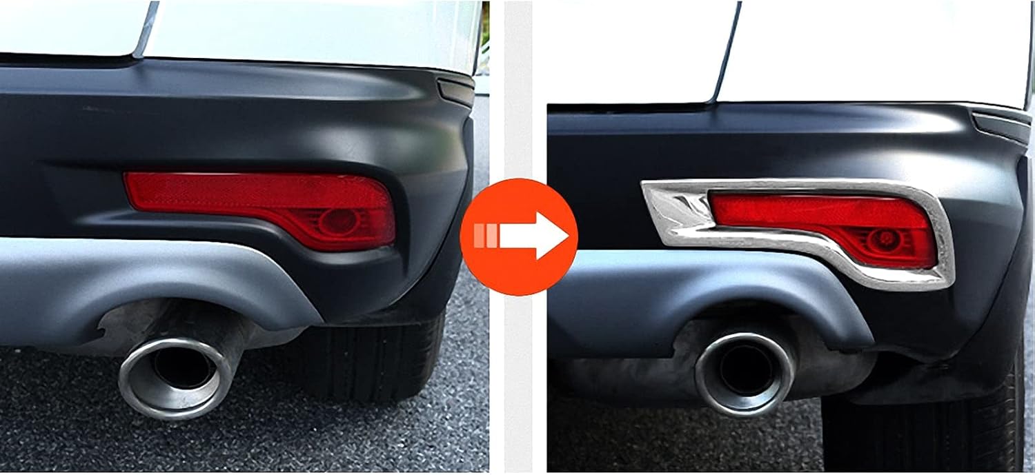 x xotic tech Exterior Rear Bumper Reflector Fog Bezel Cover Trim, Chrome, Compatible with Honda CR-V CRV 2017-2019