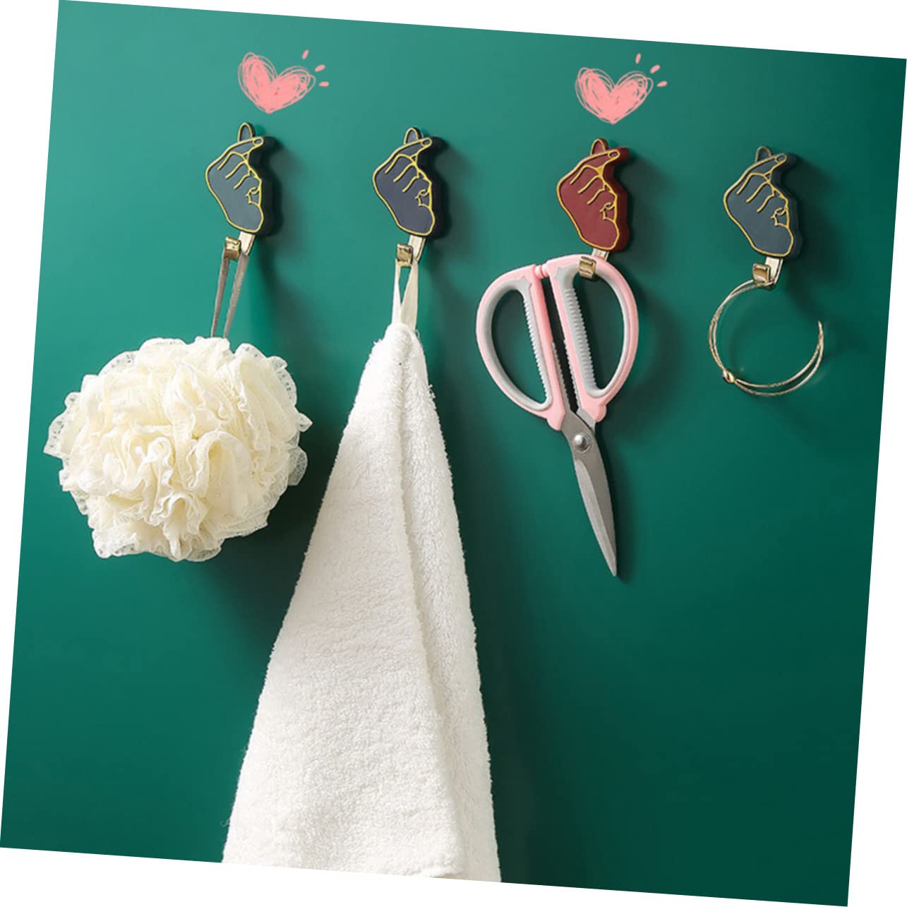 VASDEV 12 Ganchos para Colgar Abrigos, Ganchos montados en la Pared, decoración de corazón, Ganchos de Pared para Toallas, Ganchos de Pared para Cocina, Perchero de Pared, Ganchos de Dise