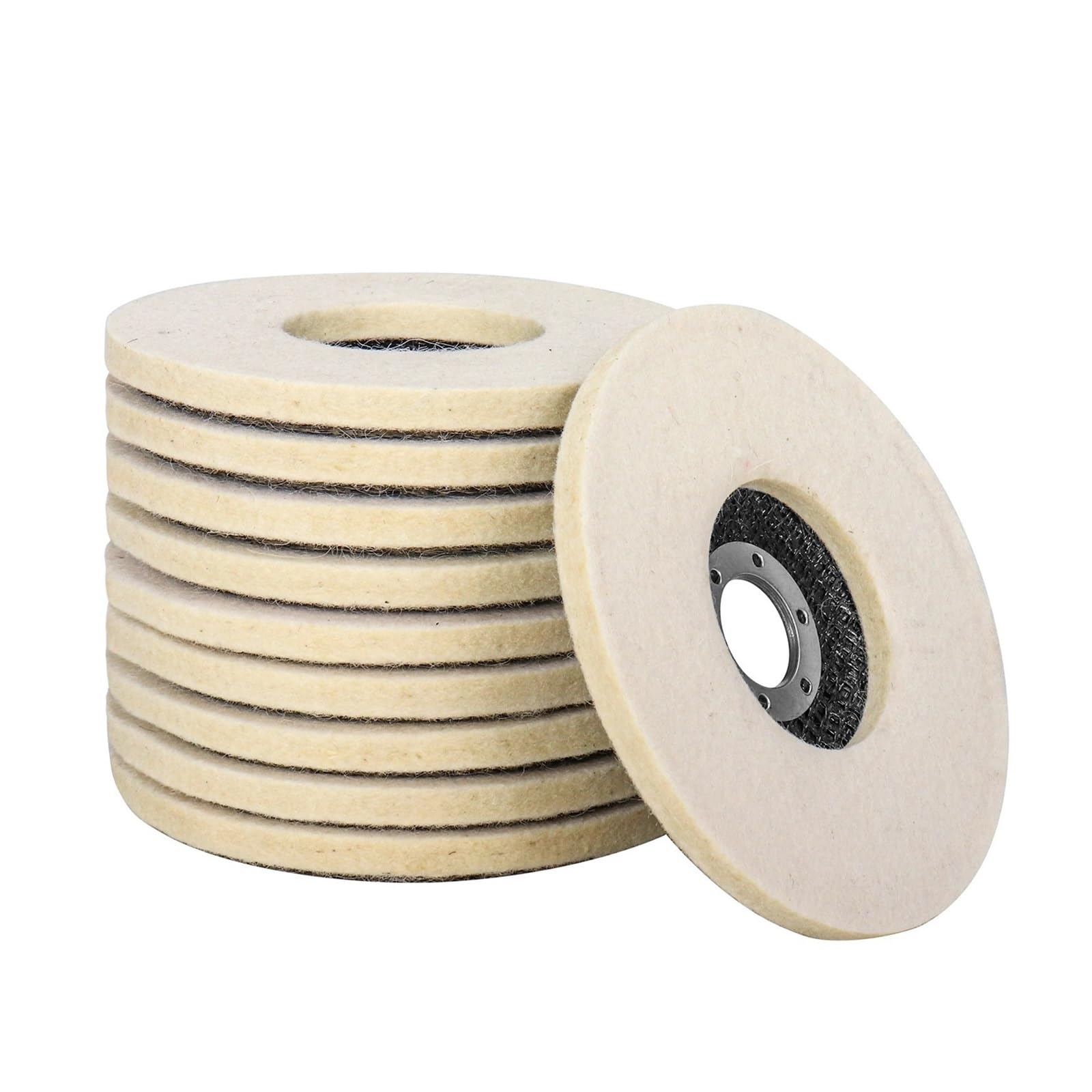 Rueda de pulido para amoladora de banco, Discos de pulido lana 5 pulgadas, almohadillas, accesorios for amoladora angular, disco esmerilado for pulir metal, vidrio y cerámica(10pcs)