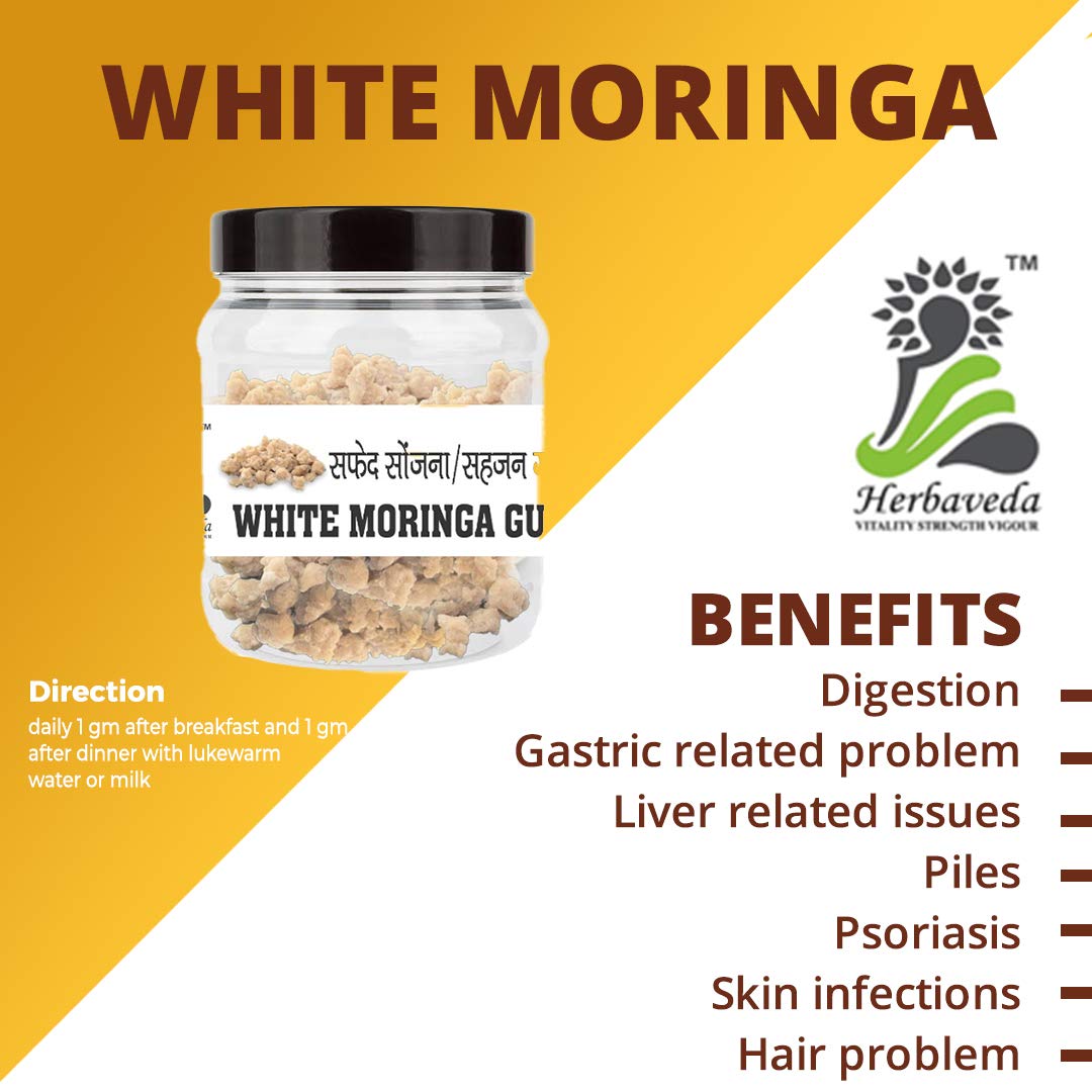 Herbaveda White Moringa gum (200g) Safed Moringa Lab Tested