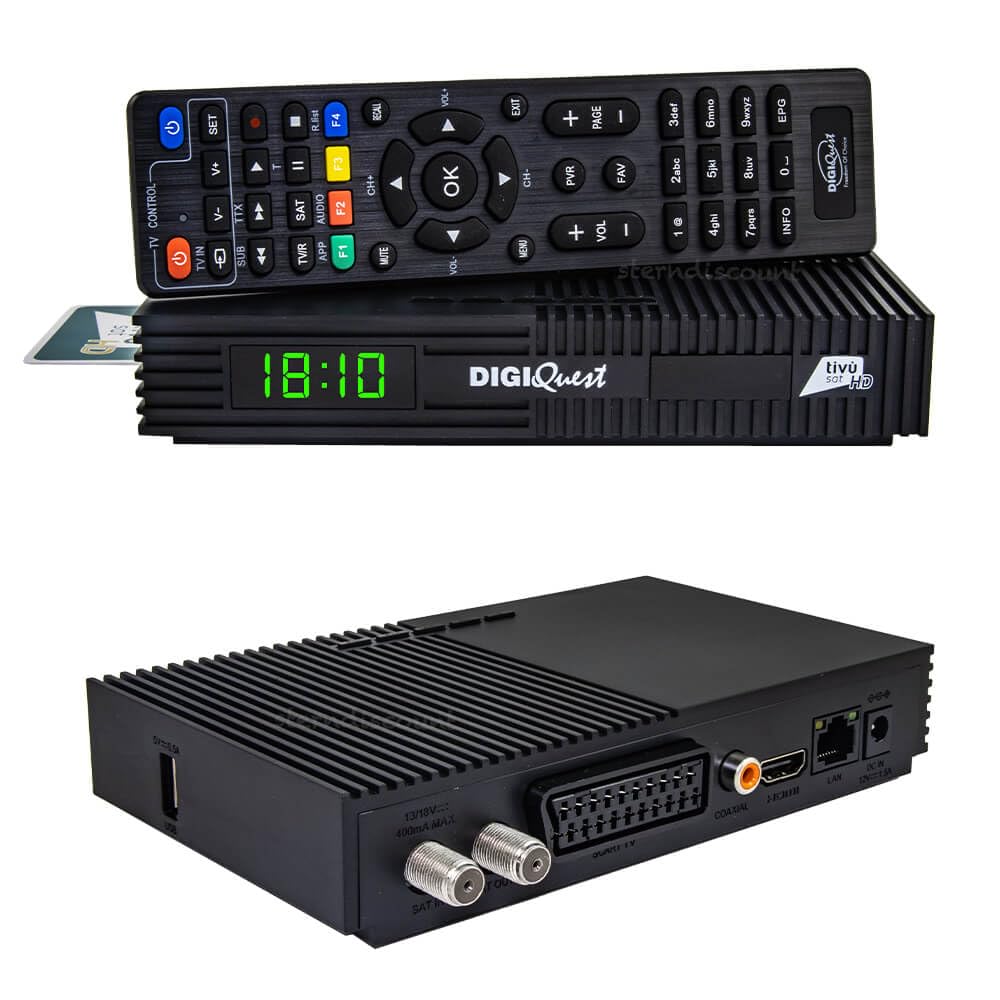 DigiQuest TI9 Tivusat HD Satelliten-Receiver Full HD 1080p 13°E 19.2°E