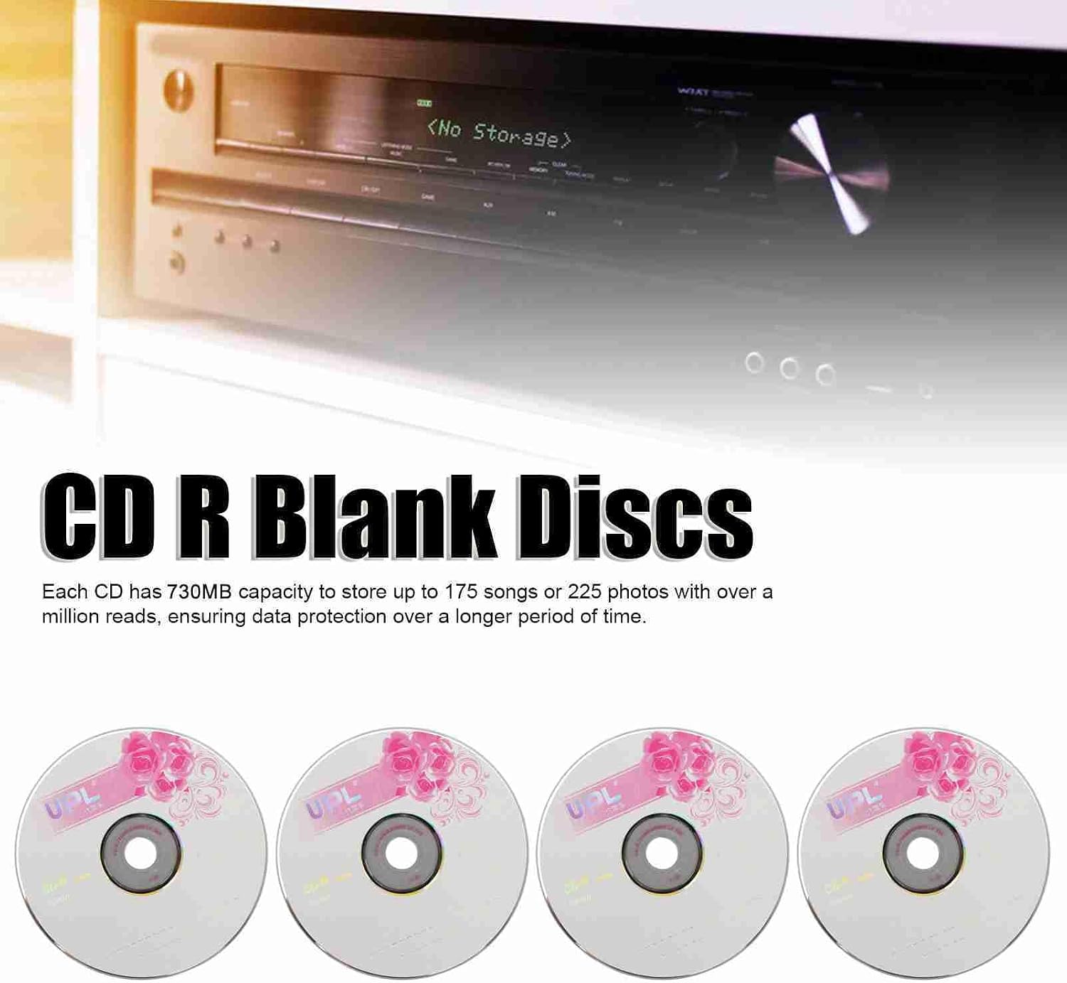 CD R Blank Discs, 52X Speed 730MB Capacity Recordable Discs for Digital Images Music Data Storage, with High Performance Recording Dyes for CD R Drives (10PCS)