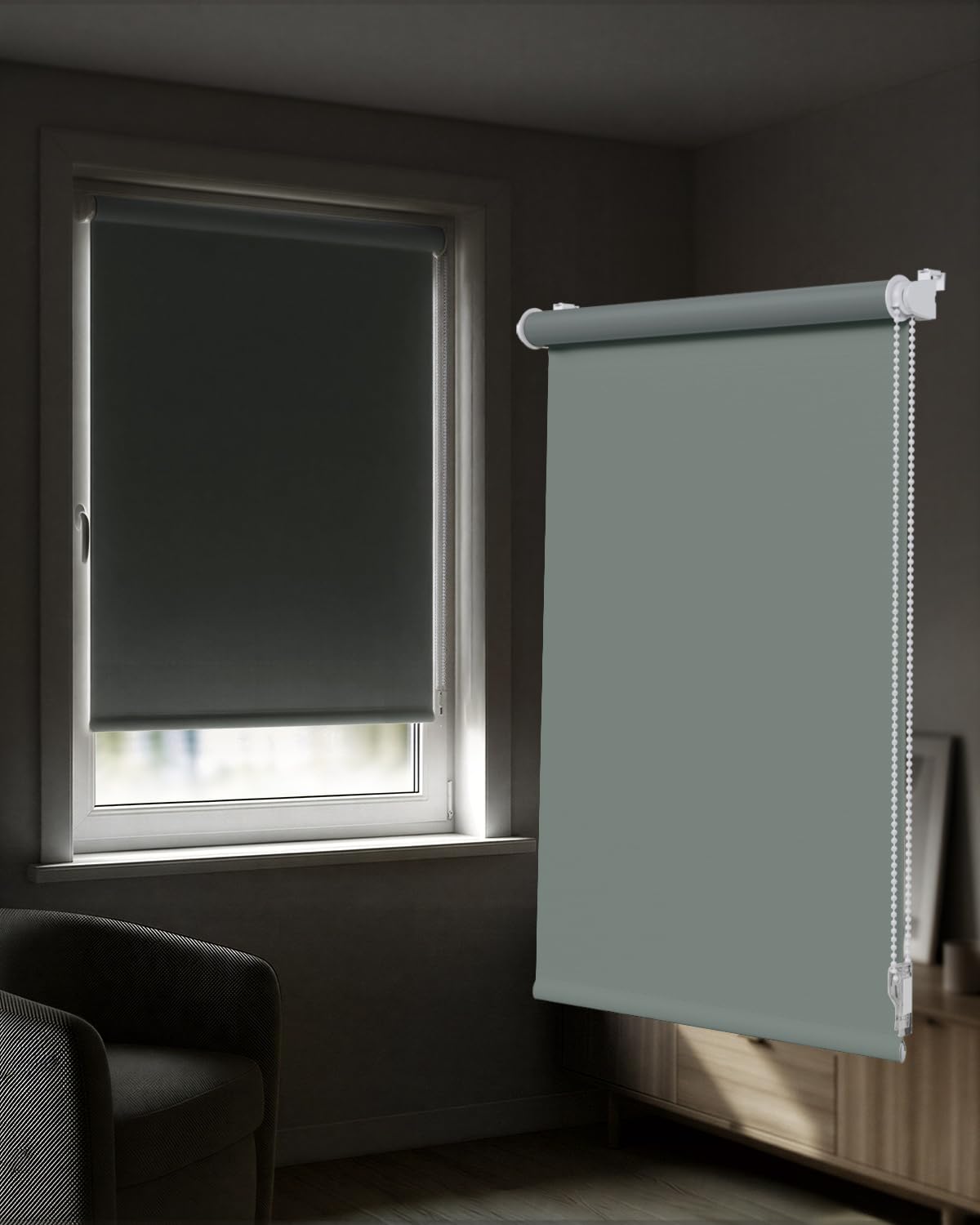 Victoria M. Tenebra Verdunkelungsrollo Klemmfix Rollo Fensterrollo, Sichtschutz, Verdunkelnd, Ohne Bohren inkl. Montagematerial, 50 x 160 cm, Grau