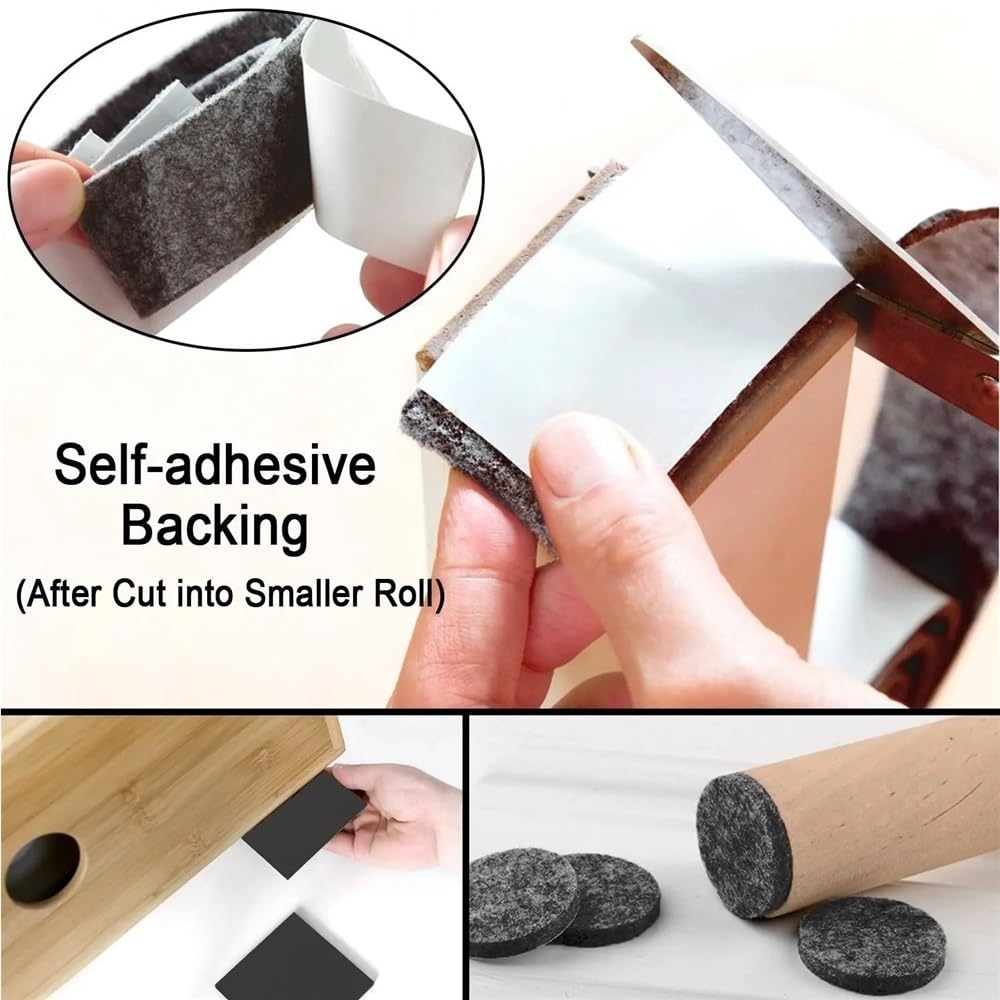 2 Tiras de Fieltro Autoadhesivas for Muebles, Cinta Deslizante con Forma de Bricolaje, Rollo de Tira de Fieltro de poliéster(B,Width 10CM_100CM)
