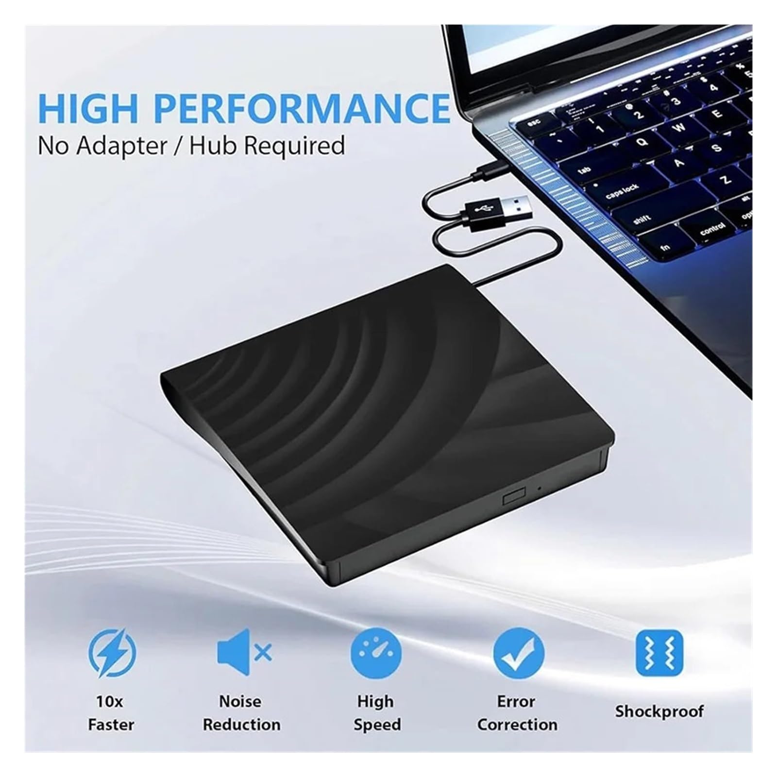 Zewnętrzny Napęd Optyczny Blu-ray USB 3.0, Przenośny Czytnik 3D, Odtwarzacz CD DVD, Nagrywarka Do Laptopa, Komputera Stacjonarnego, Notebooka Kompaktowy MałY