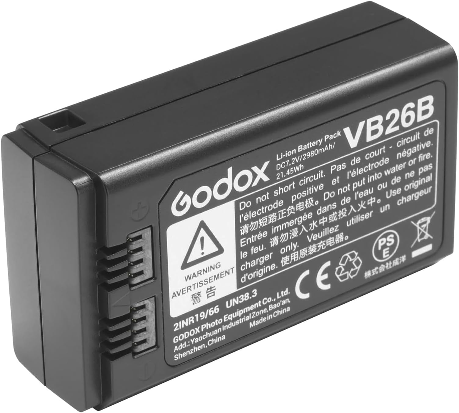GODOX VB26B 7.2V 3000mAh Rechargeable Lithium-ion Li-ion Battery Pack V1-C V1-N V1-S V1-F V1-O V1-P V850III V860III-C V860III-N V860III-S V860III-F V860III-O On Camera Flash Speedlight
