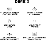 Skullcandy Dime 3 in-Ear Wireless Earbuds, 20 Hr Battery, Microphone, Works with iPhone Android and Bluetooth Devices - Black
