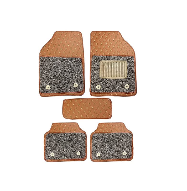 AUTO BEAST Born To Aspire Universal Premium 7D Luxury Leather Car Floor/Foot Mats | Non Slip mat Compatible with R.a.n.g.e Rover_Tan Color