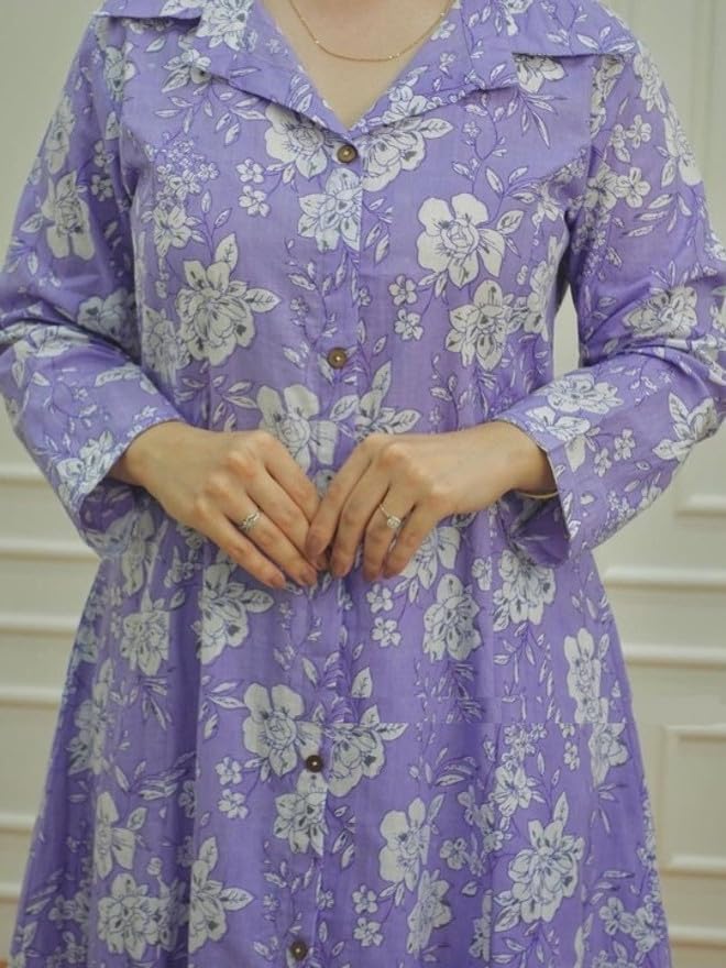 Image of Women's Cotton Kurta with Trousers Set, Floral Print, Regular Fit