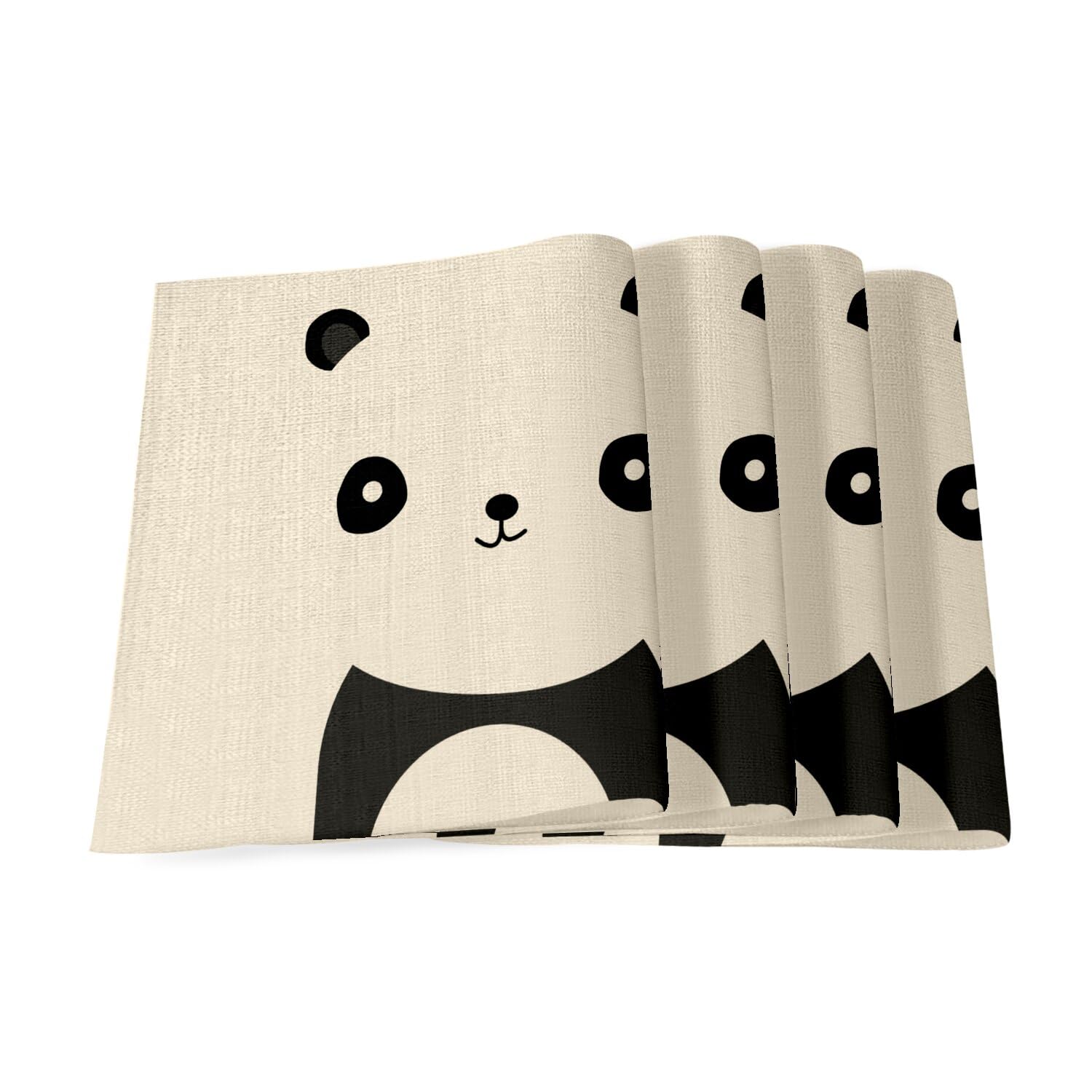Set de table en lin anti tache grand format 40x28.5 motif panda
