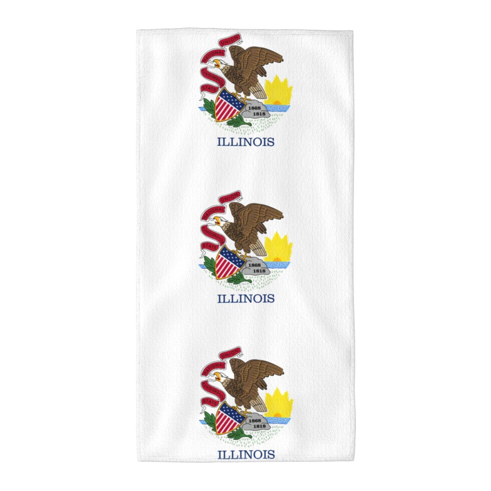 DIEzig Illinois State Flag Fashion Printed Long Bath Towel For Pool Side Seaside Holiday