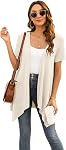 Veryoung Trendy Open Front Short Sleeve Cardigans for Women Casual Drape Lightweight Summer Cardigan with Pocket High Low Hem