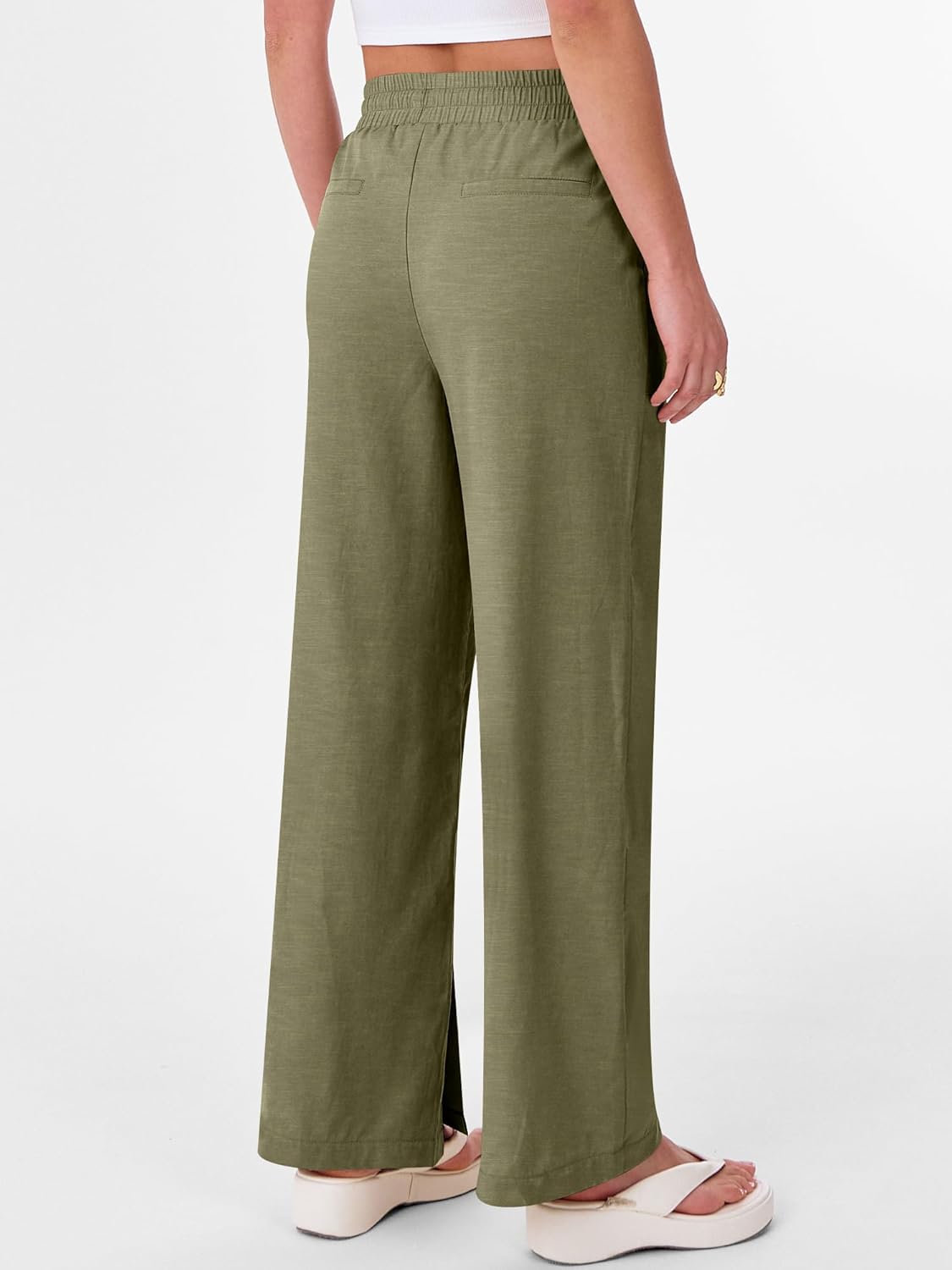 ANRABESS Womens Wide Leg Palazzo Linen Pants High Waist Split Ankle Casual Lounge Beach Vacation Pants 2026 Spring Summer - Image 5