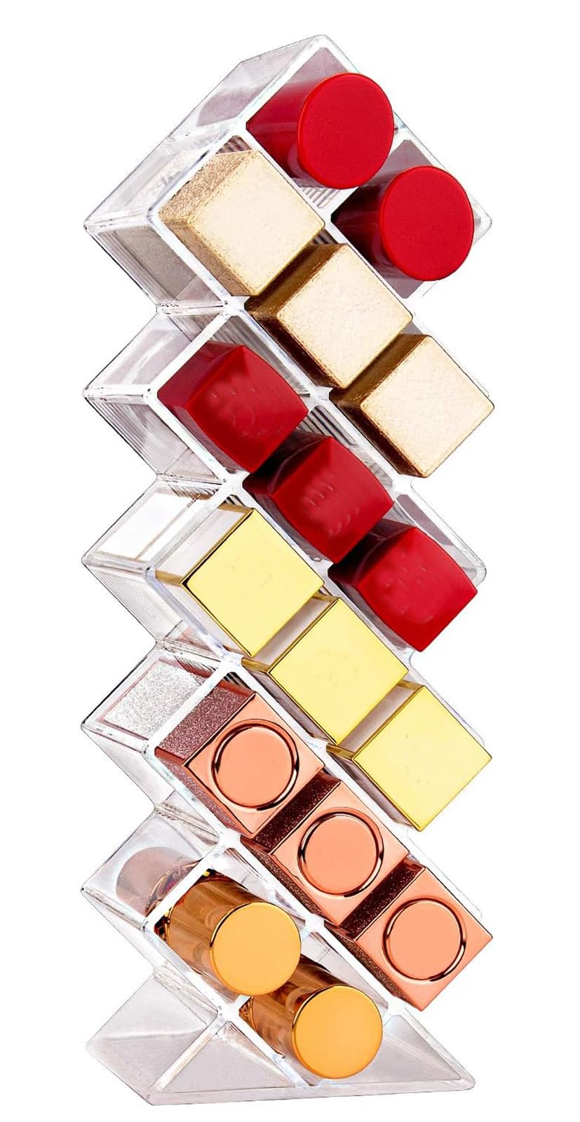Lipstick Holder Organizer 16 Spaces Acrylic Stackable Fish Shape Lipstick Tower, Lip Gloss Storage Stand Stacker Perfect for Lipgloss Organizers Makeup Vanity Display, Clear
