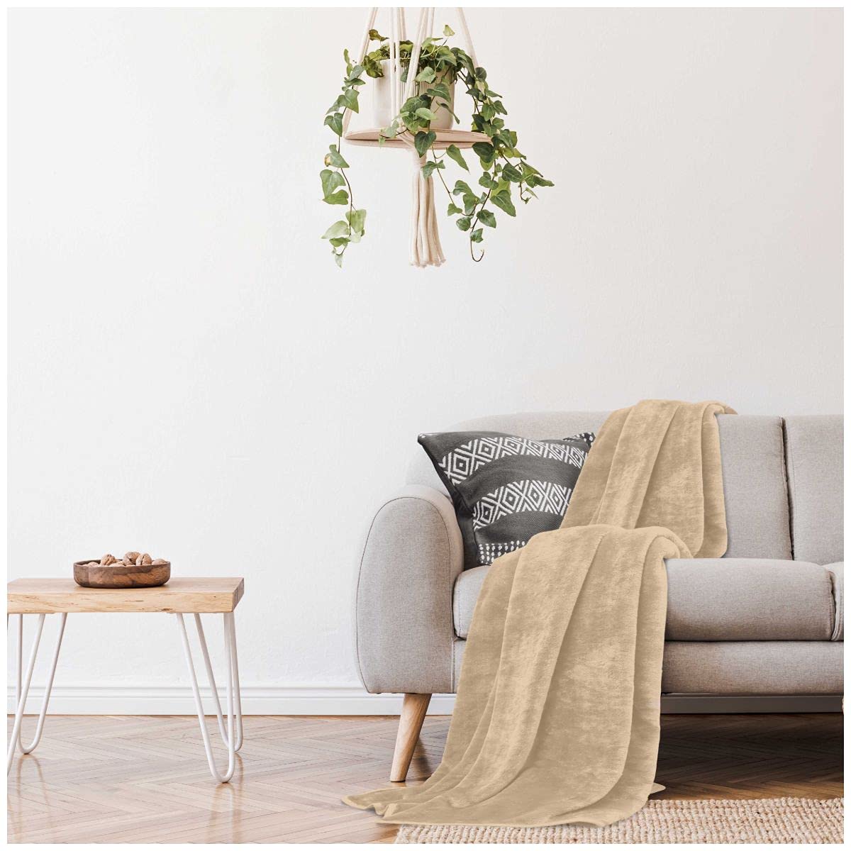 Gc Gaveno Cavailia Biscuit Plain Mink Fur Throws, Fluffy Fleece Blankets, Snuggle Throw Blanket For Bed, 150X200 Cm