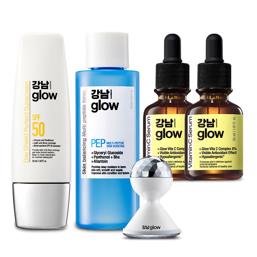 GANGNAM glow Day Shield Perfect Sunscreen SPF 50 Vitamin C Serum 1 01 oz Pack of 2 Galvanic