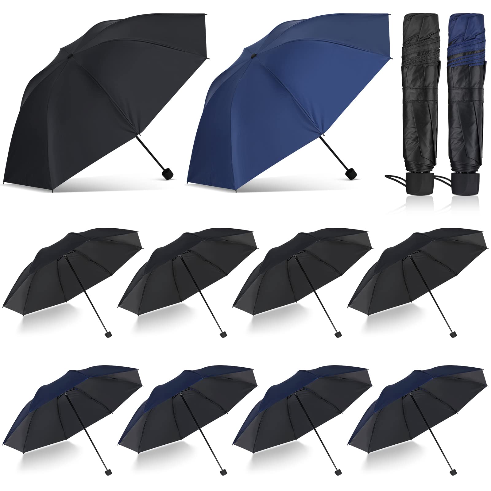 Hillban Set of 12 Windproof Travel Umbrella Folding Umbrella Bulk Rain