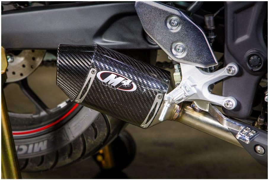 M4 Performance Exhaust Carbon Fiber Street Slayer Slip-On compatible with 2015-2021 Yamaha R3 YA3014