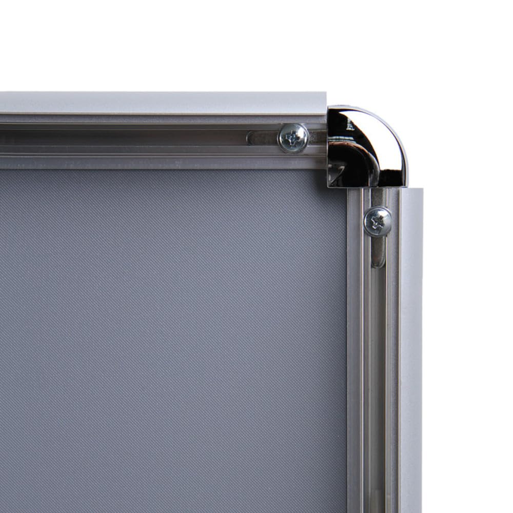 A0 Klapprahmen DIN A0 Plakatrahmen 25 mm silber | mit Antireflex-UV-Folie | Posterrrahmen aus Alu mit abgerundeten Ecken | inkl. Schrauben & Dübel | Wechselrahmen A0 Hoch- & Querformat