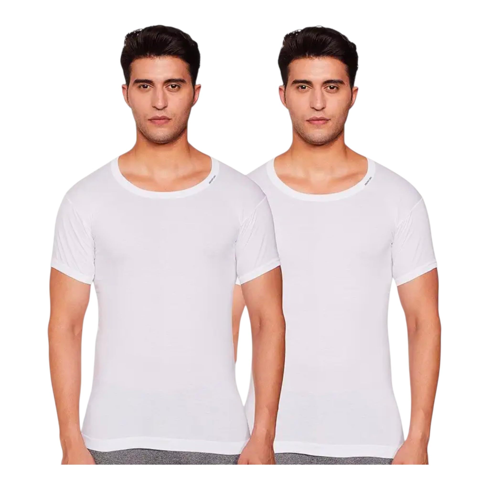Freedom, Men's White Round Neck Half Sleeve Vest, Pack of 2-image-17
