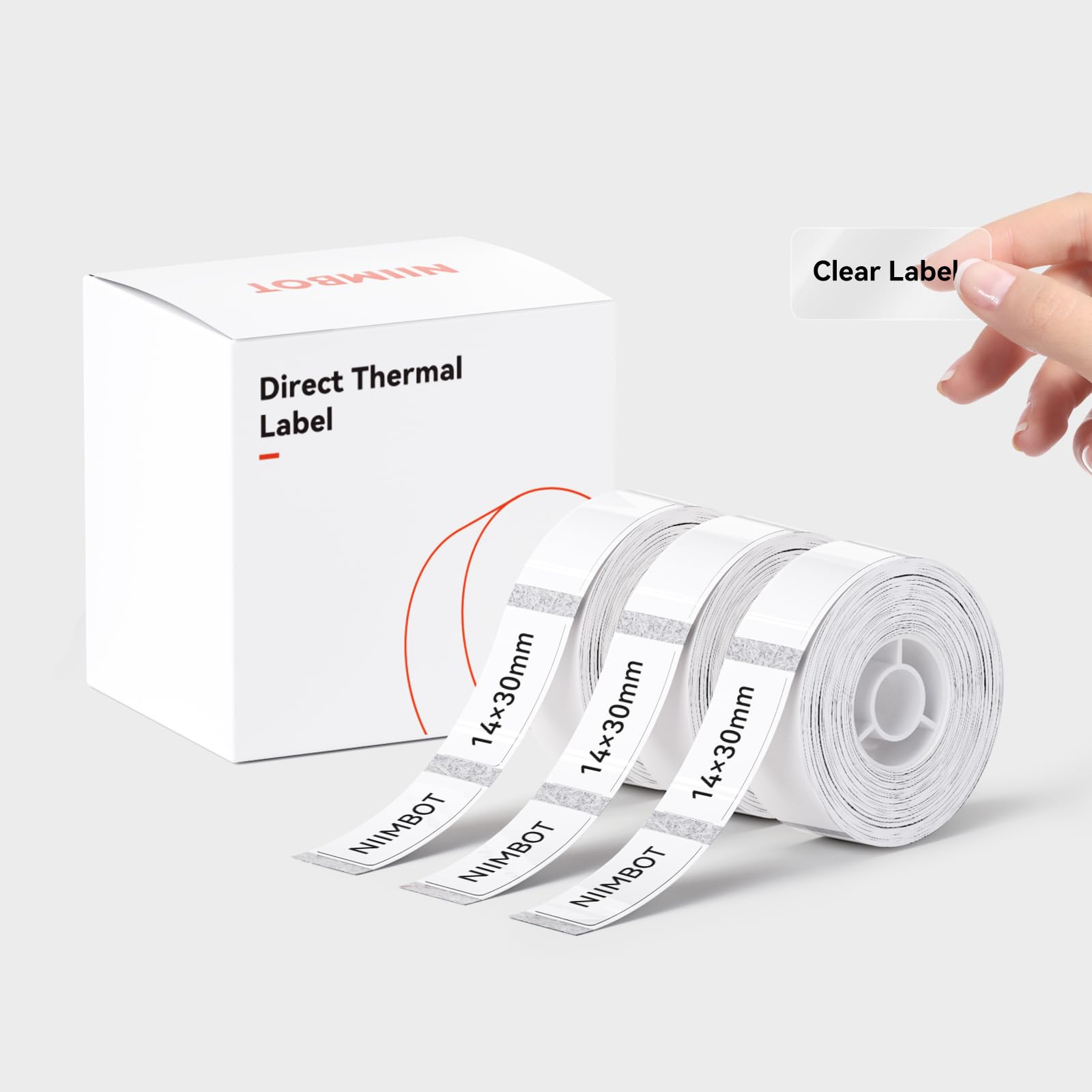 NIIMBOT Label Maker Tape 14 x 30 mm, 3 Rolls for D11 D110 D101 Label Maker Office Labeling Tape Replacement, Transparent
