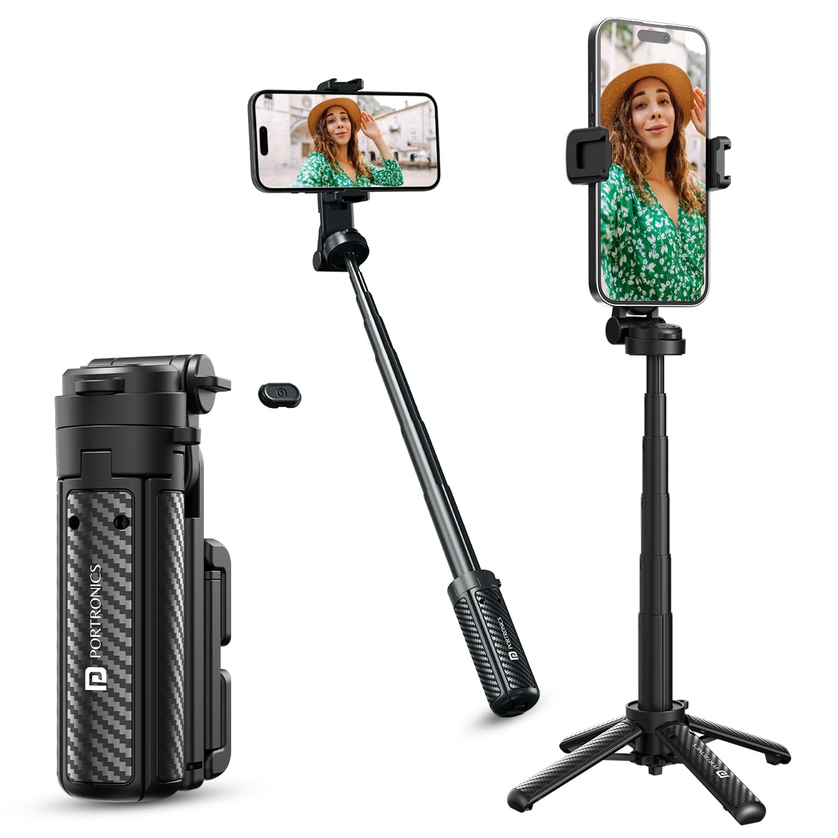 Portronics Lumistick Air 2-in-1 Smart Selfie Stick with Quadripod Stand, Detachable Bluetooth Remote,360° Rotation,Easy Angle Adjustment, Firm Grip, Foldable, Travel-Friendly for Vlogging & Recording-picture-30