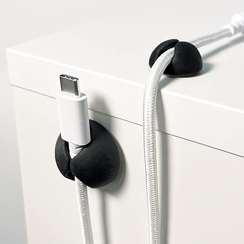 Miniatura 9 de Wrap-It Storage Clips para cables  (surtido de 28 unidades) negro  Soporte de cable de escritorio y mesita de noche para teléfono y mesita de noche