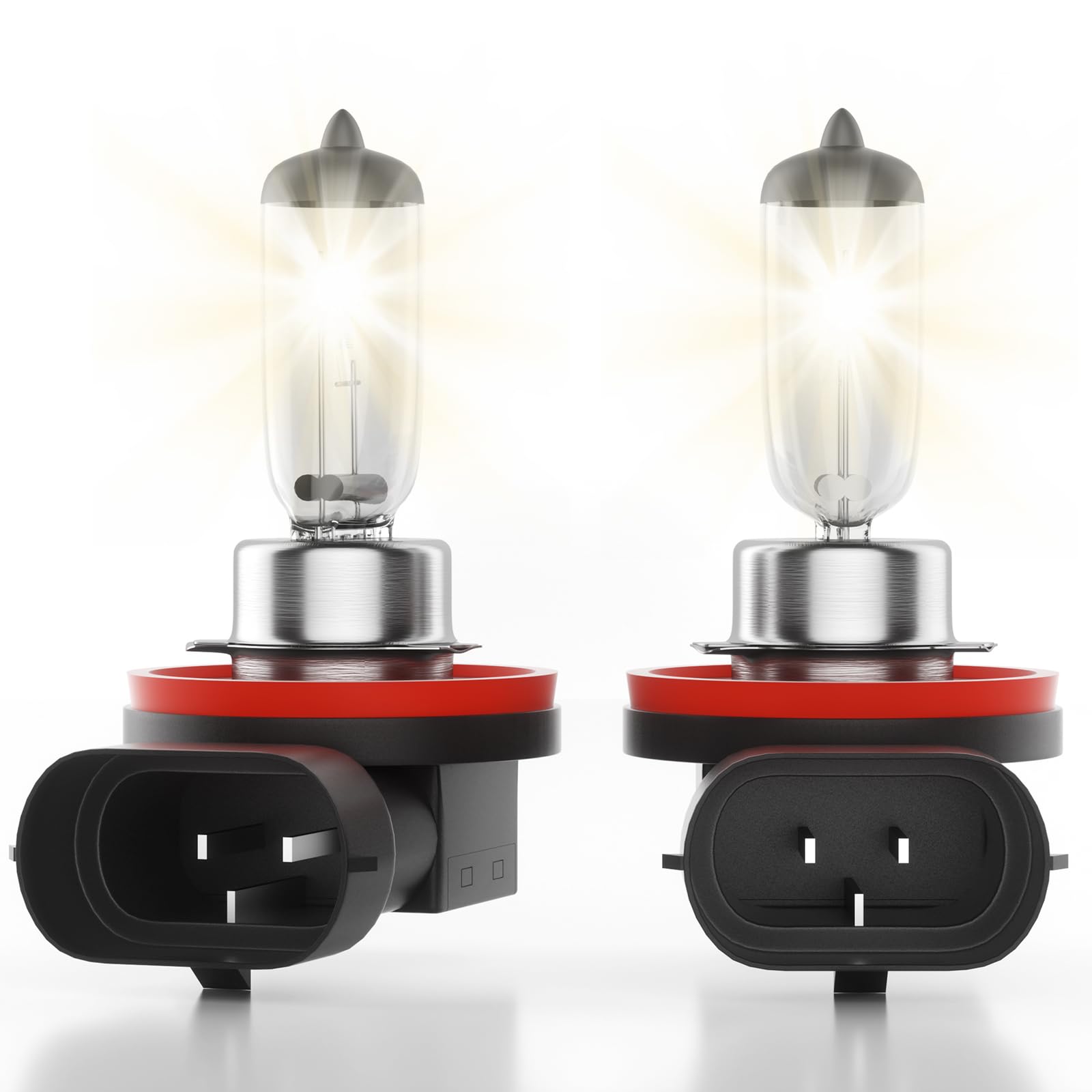 H11 Halogen Headlight Bulbs, 12V 55W, 4300K Warm White Headlight Bulbs High and Low Beam, Improved Visibility Fog Light Bulb with Long Life Quartz Glass, Plug &amp; Play Replacement Halogen Bulb- 2 Pack