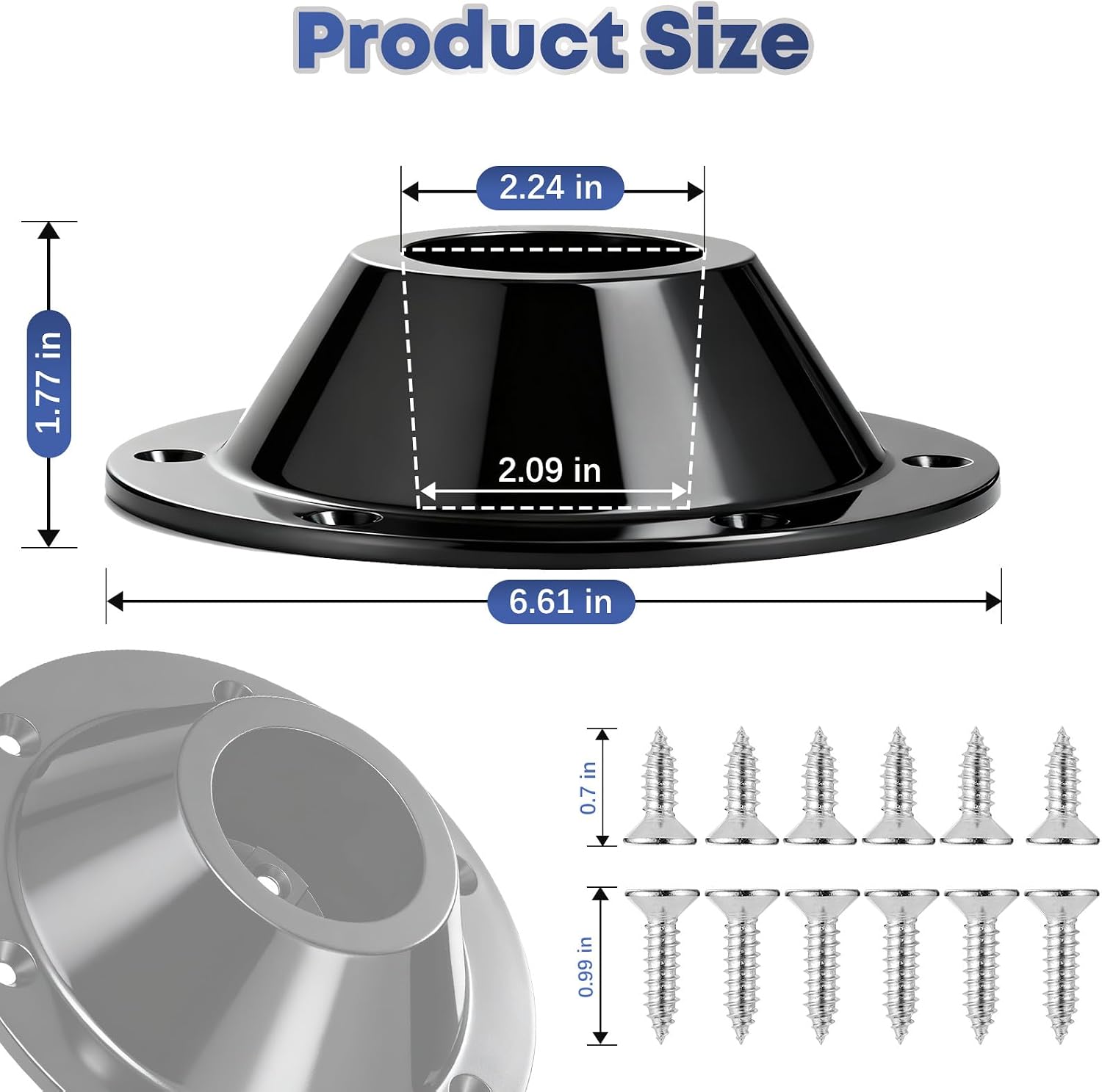 2 PCS Ultra-Sturdy RV Table Base Mount, Premium Plastic Camper Table Leg Replacement Base with Stainless Steel Mounting Screws, Black