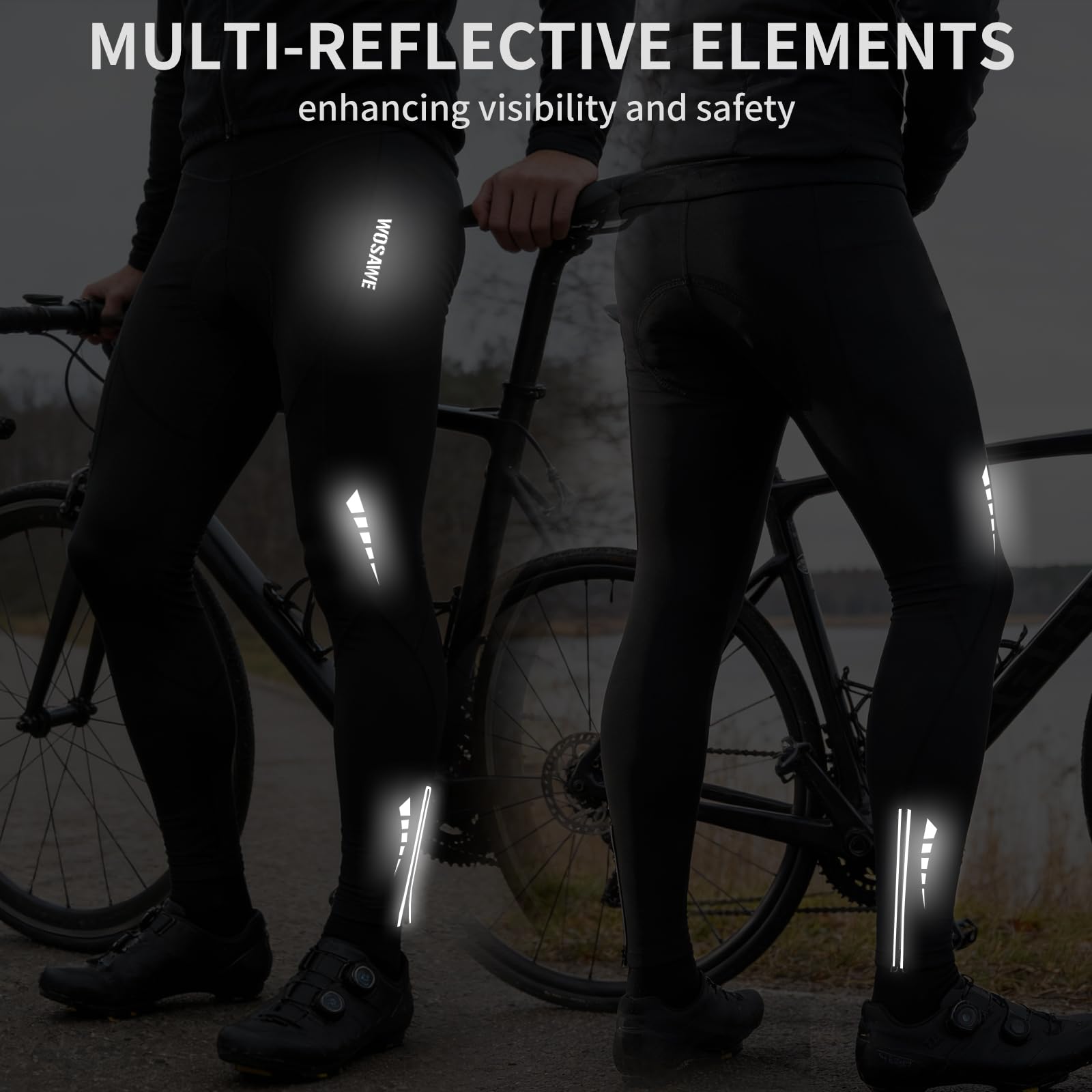 WOSAWE Pantalones largos de ciclismo para hombre, térmicos, 4D, acolchados, para ciclismo