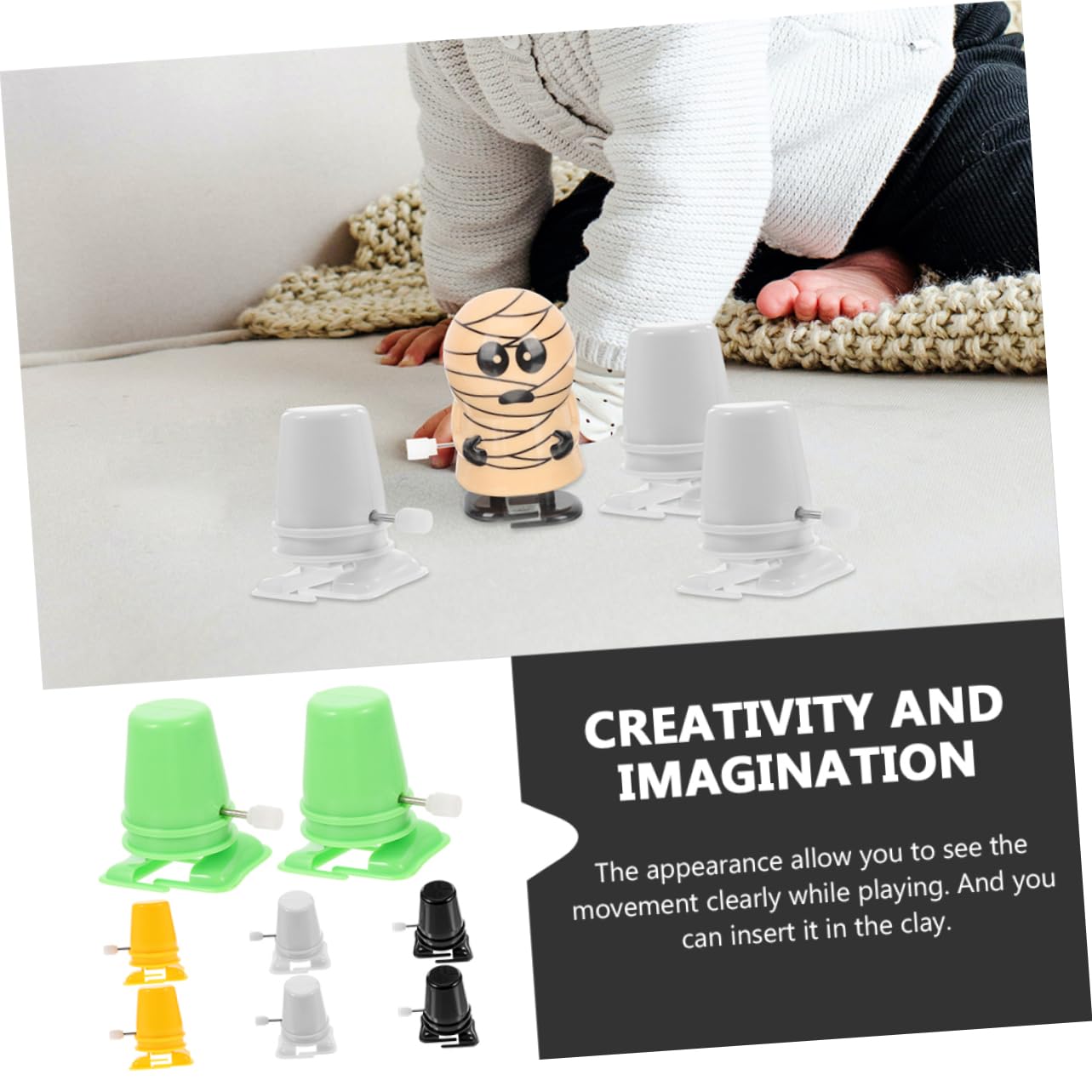 Kisangel 8Pcs Wind Up Robot Mechanism DIY Clockwork Walking Robot Parts for Handmade Craft Projects Accessory for Creative Play