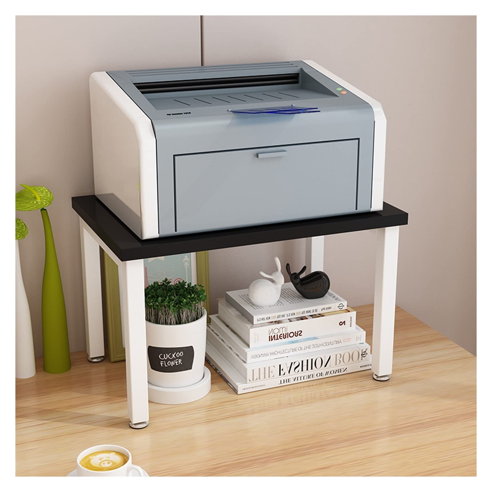 Stand di Stampa per Ufficio Stampante Scrivania Stand con Storage Kitchen Shelf Desk Office Home Desktop Desktop Desk 2 Layer Fax Rack Home Office Archiviazione e archiviazione Staffa Scanner Fax