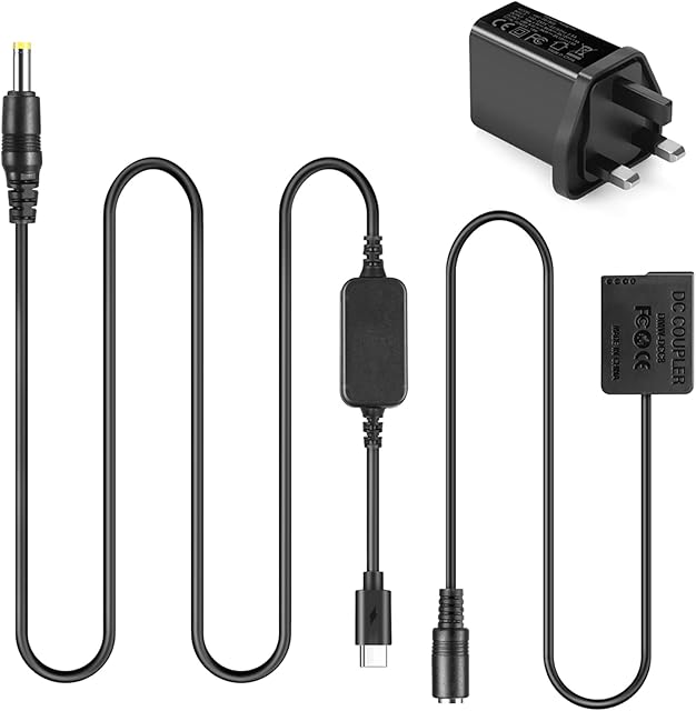 DMW-DCC8 USB-C Adapter Power Cable Dummy Battery Coupler PD Adapter Kit Replace DMW-BLC12 Battery for Panasonic Lumix DMC-FZ300 FZ1000 GH2 G5 G6 G7 G80 G81 G85 G90 G95 Cameras