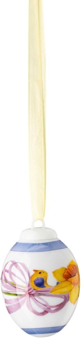 Hutschenreuther Porzellan-Mini-Ei 2025, Porzellanei zum Aufhängen, Ø 3,4 cm x H 5 cm, Sammeledition Ostern, Porzellan Mehrfarbig, Motiv Narzisse orange