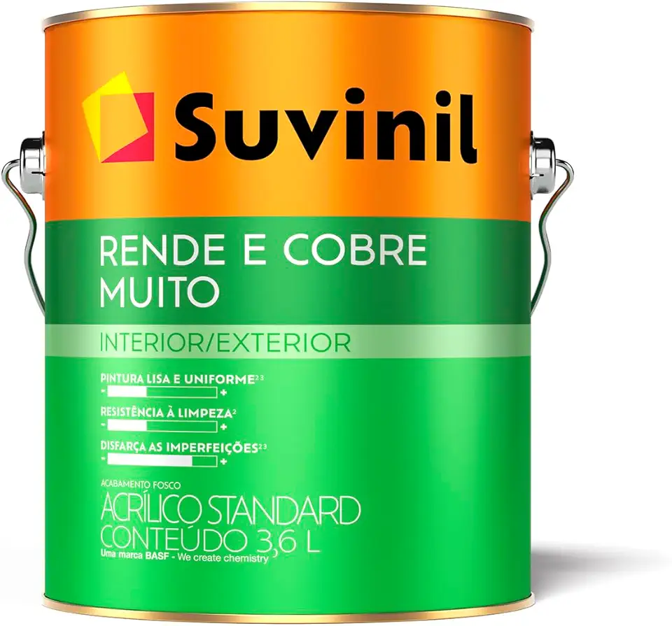 Tinta Suvinil Rende e Cobre Muito Acrilico Standart Branco 3,6L