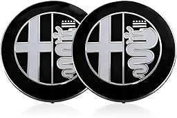 PRAOFRT 2 Pezzi 74mm Fregi Stemma Compatibili con Alfa Romeo Auto Logo Per Cofano Anteriore e Posteriore Emblema Stemmi in Metallo（Nero）
