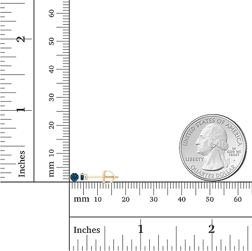 Vista 4 de Aretes tipo dormilona de plata de ley 925 chapados en oro de 14 quilates, hipoalergénicos, de 0.118 pulgadas, redondos, con piedra natal genuina