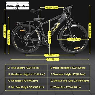 Eleglide Electric Bikes, T1 E Bike Mountain Bike, 27.5" Electric Bicycle Commute Trekking E-bike with 36V 12.5Ah Removable Li-Ion Battery, LCD Display, 7 Speed, MTB for Teenagers and Adults
