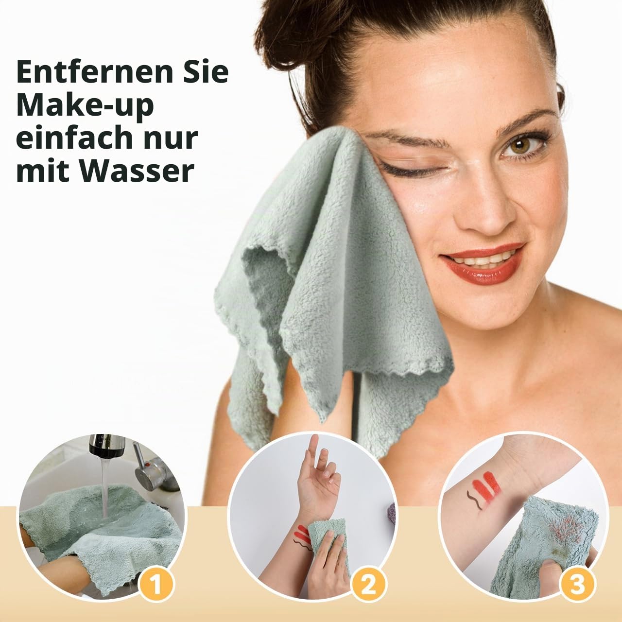 SUNLAND 12pack Mikrofaser Abschminktuch wiederverwendbar Makeup Entferner Tuch waschbar Gesichtstücher Mehrfarbig 30 x 30 cm