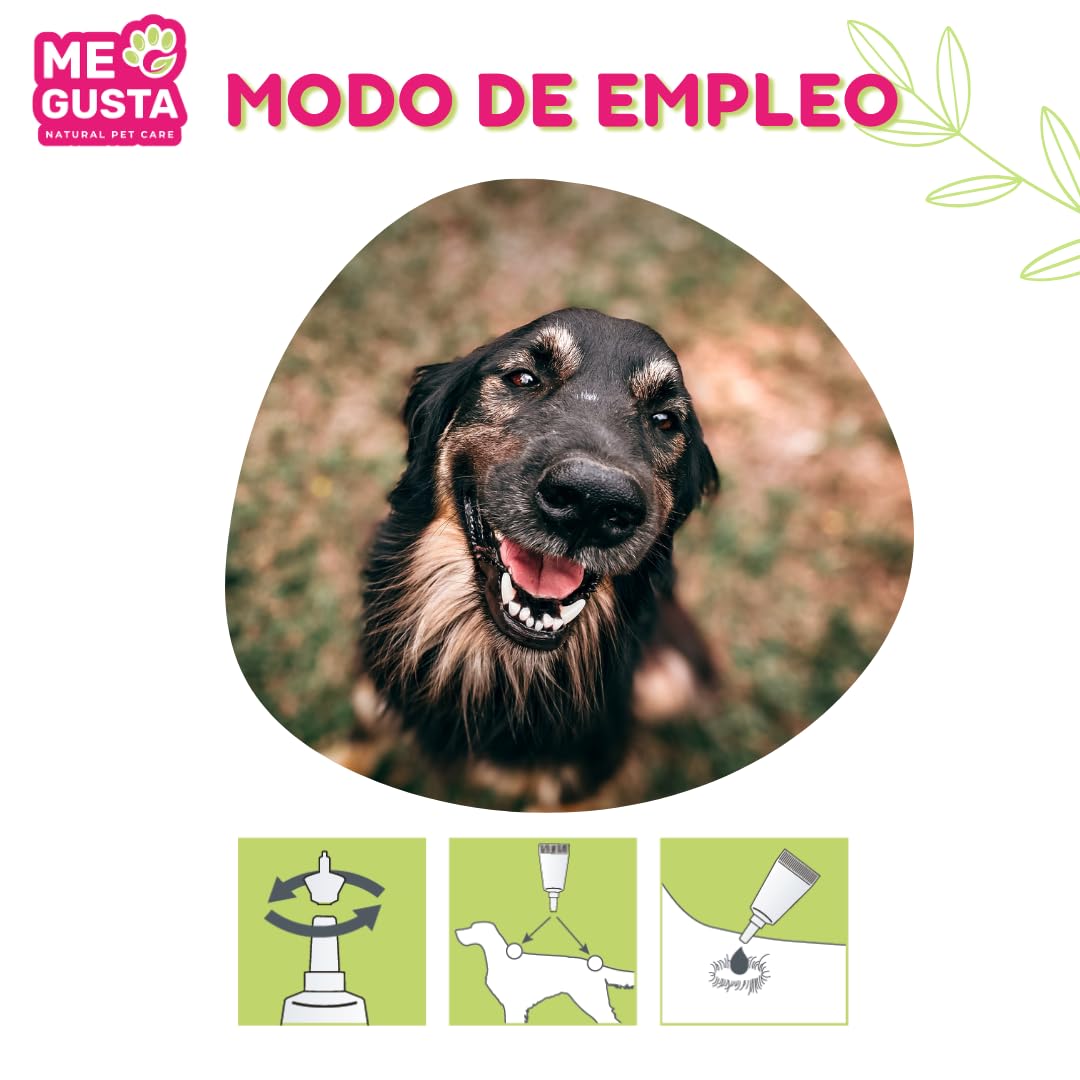 ME GUSTA Strip de 8 Packs de Collar y Pipetas Repelentes para Perros | Incluye 1 collar y 2 pipetas | Repele todo tipo de Insectos