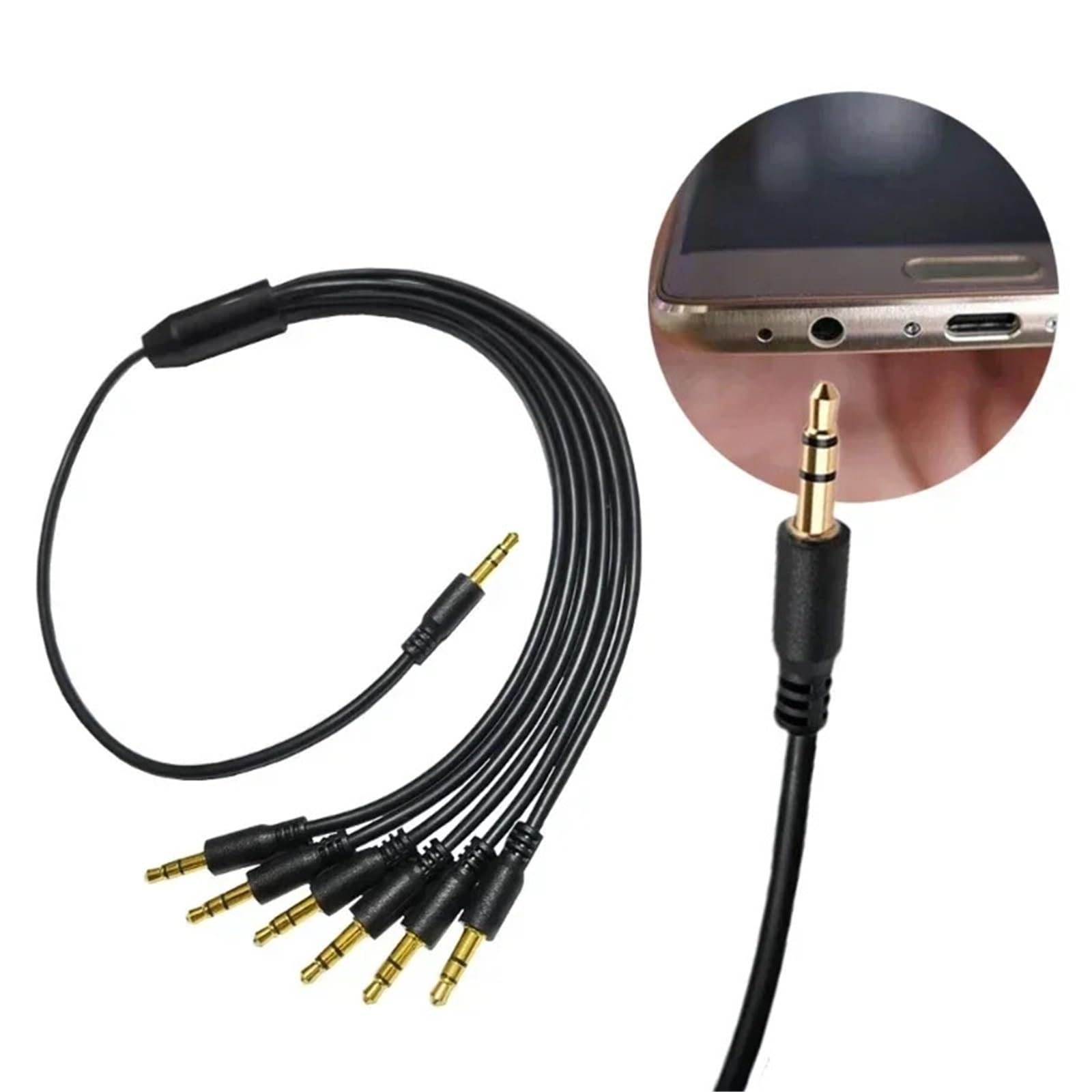 Rozdzielacz 3,5 mm gniazdo słuchawkowe kabel audio 3,5 mm kabel 1 męski na 2/3/4/5/6 męski kabel AUX rozdzielacz adapter do zestawu słuchawkowego komputera (1 do 2,1 m)