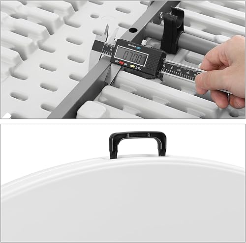 Miniatura 6 de Magshion Mesa de plástico plegable de 60 pulgadas, mesa redonda blanca resistente plegable para cocina o fiesta al aire libre