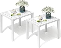 Vista 11 de Crestlive Products Mesa auxiliar para exteriores, mesa auxiliar rectangular de aluminio, mesa de café para patio pequeño para interiores y Negro