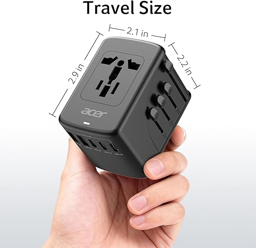 Miniatura 7 de Acer Adaptador de enchufe de viaje universal - Adaptador de corriente internacional con 5 puertos USB (3 USB C) 5.8A, cargador de salida mundial