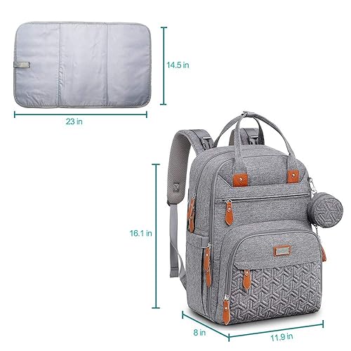 Miniatura 7 de WELAVILA - Mochila para pañales unisex con cambiador bolsillos aislados y soporte para chupones para niños y niñas mochila de viaje multifunción