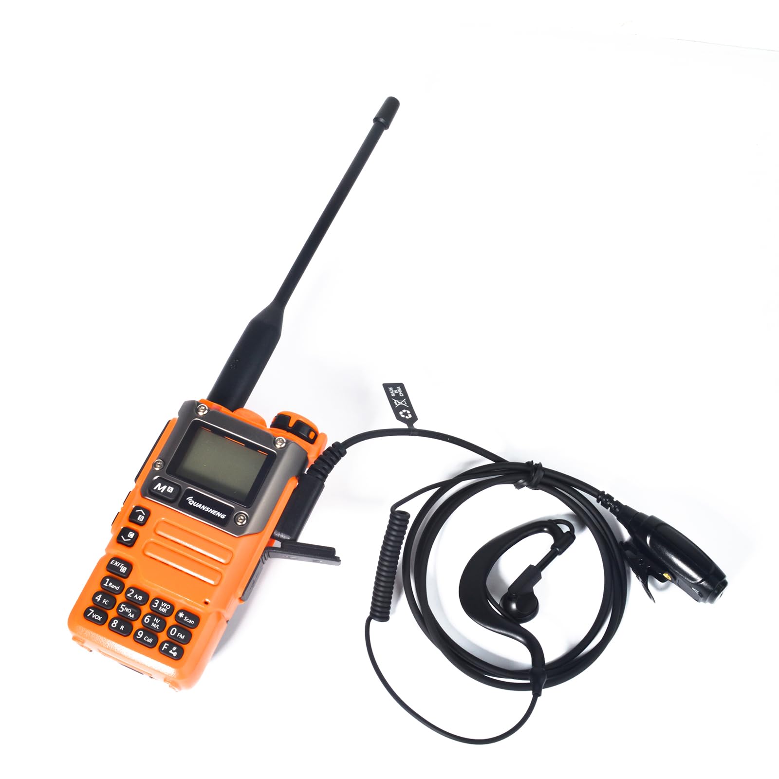 Cuffia con microfono 2 pin con pulsante PTT grande, compatibile con Kenwood eSnic Baofeng UV-5R Auricolare per radio bidirezionale per guardie del corpo di sicurezza (forma di G, 1)