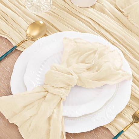 MLMC Rustic Fall Napkins Set of 24 - Beige Cheesecloth Linen Napkins...